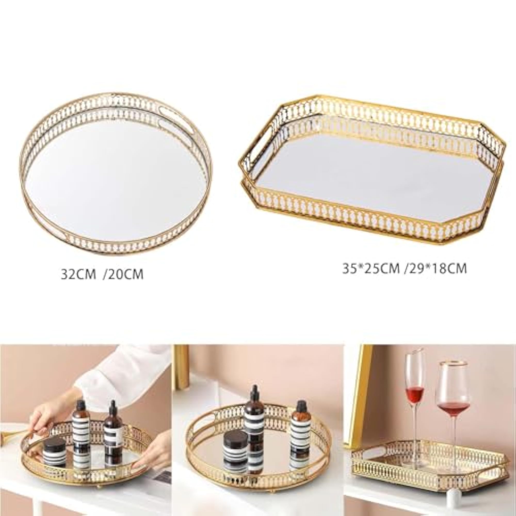 Modern Hollow Handle Makeup Organizer Tray for Lotion, 32CM